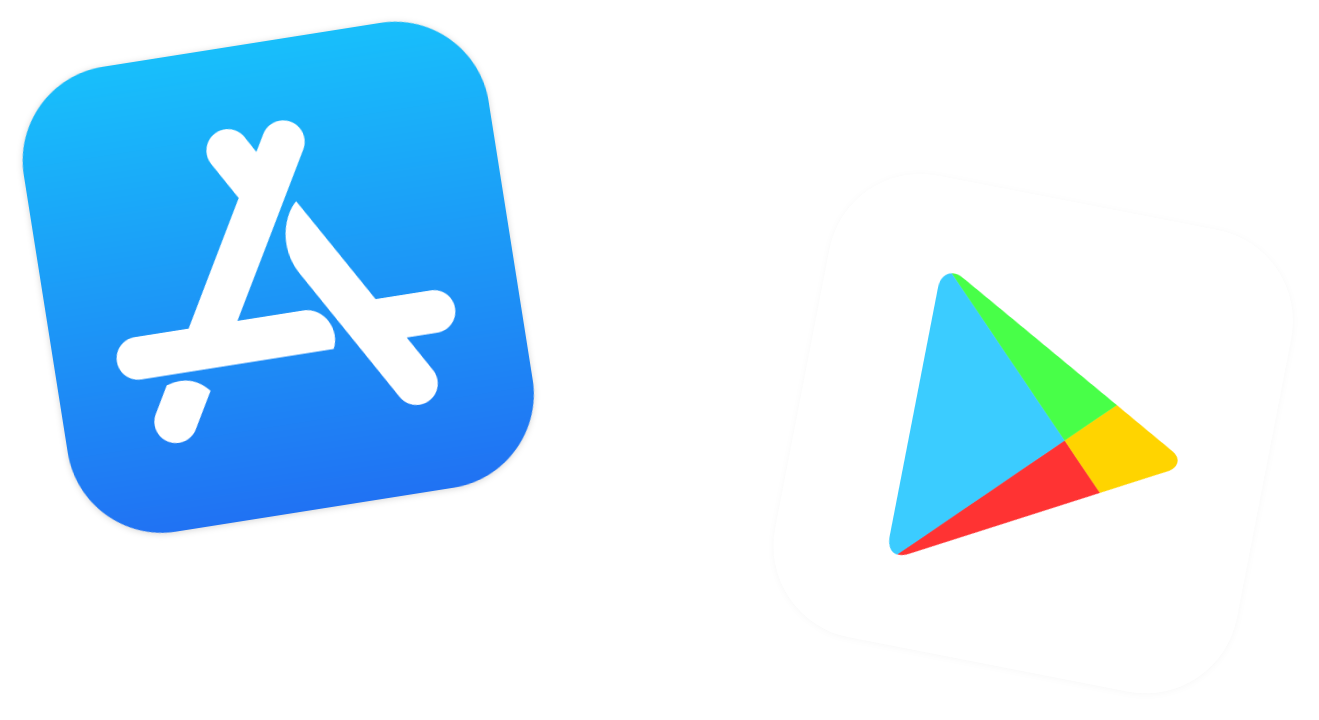 Apple and Play Store Logos